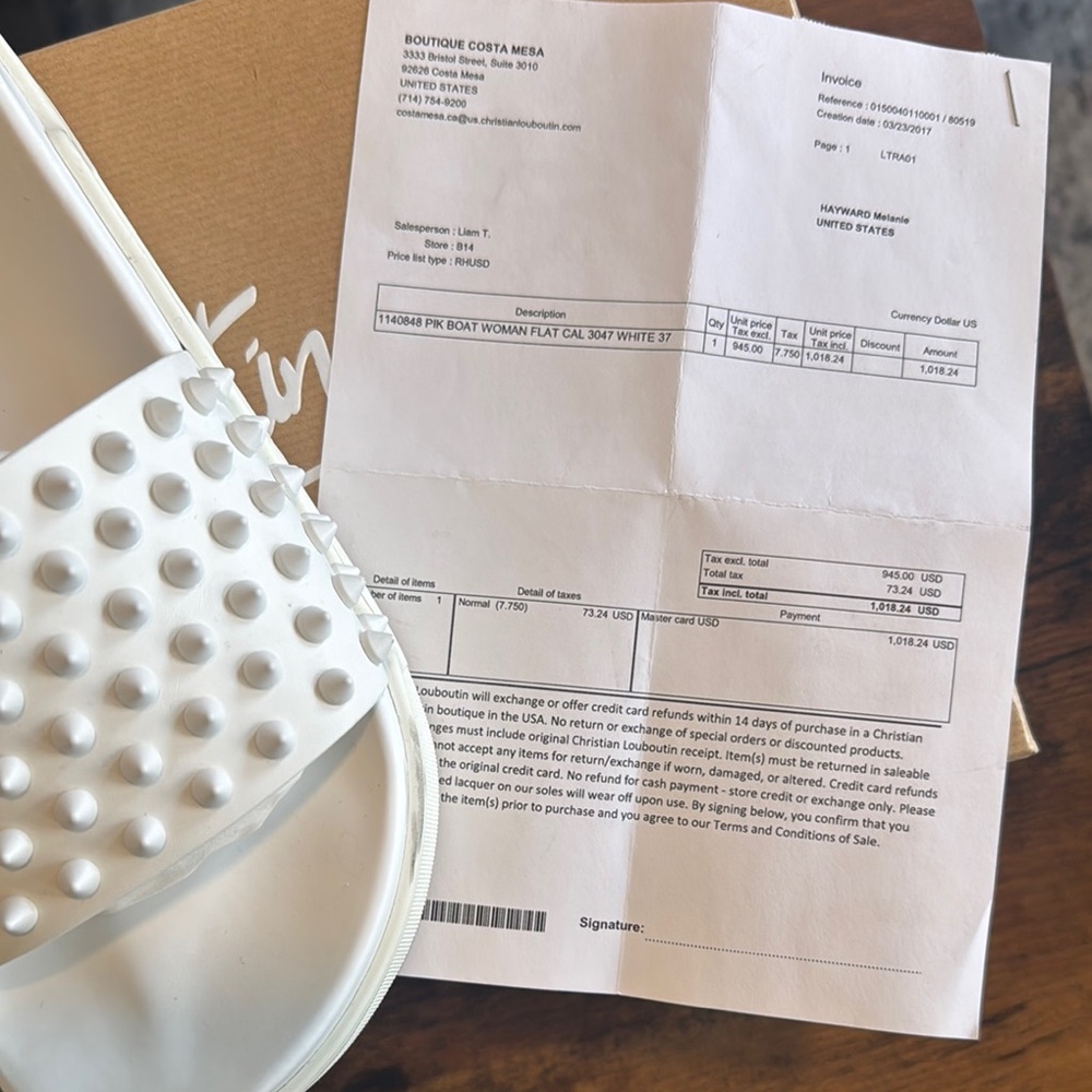 Christian Louboutin White Spiked Sandals - Picture 5 of 6